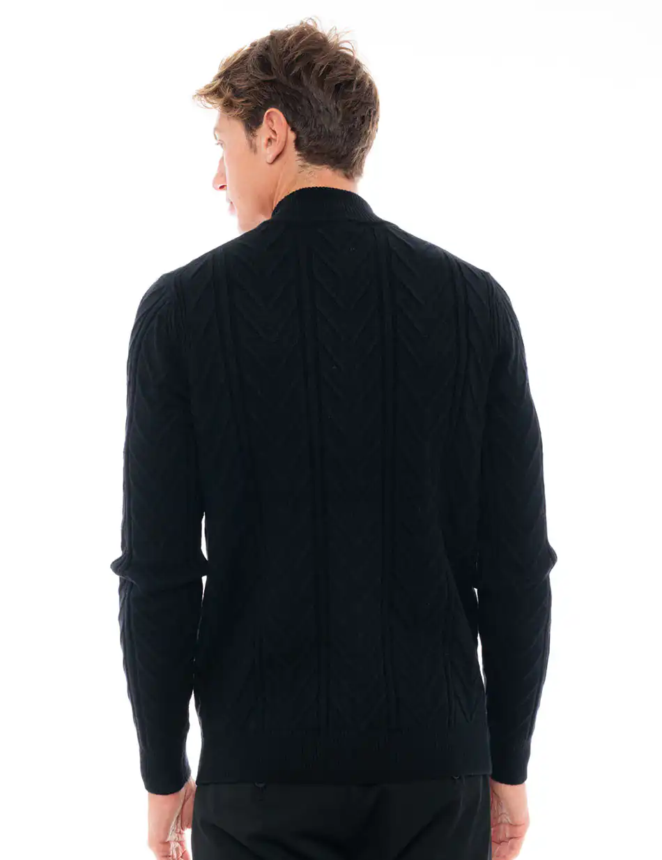 Biston fashion ανδρική πλεκτή ζακέτα 48-206-031 BLACK