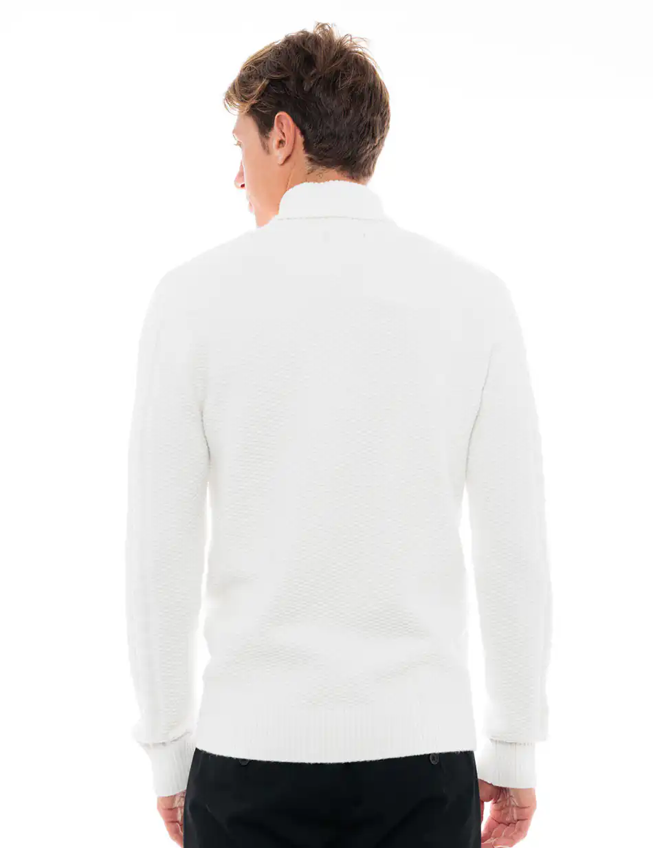 Biston fashion ανδρική πλεκτή μπλούζα με ψηλό γιακά 48-206-035 OFF WHITE