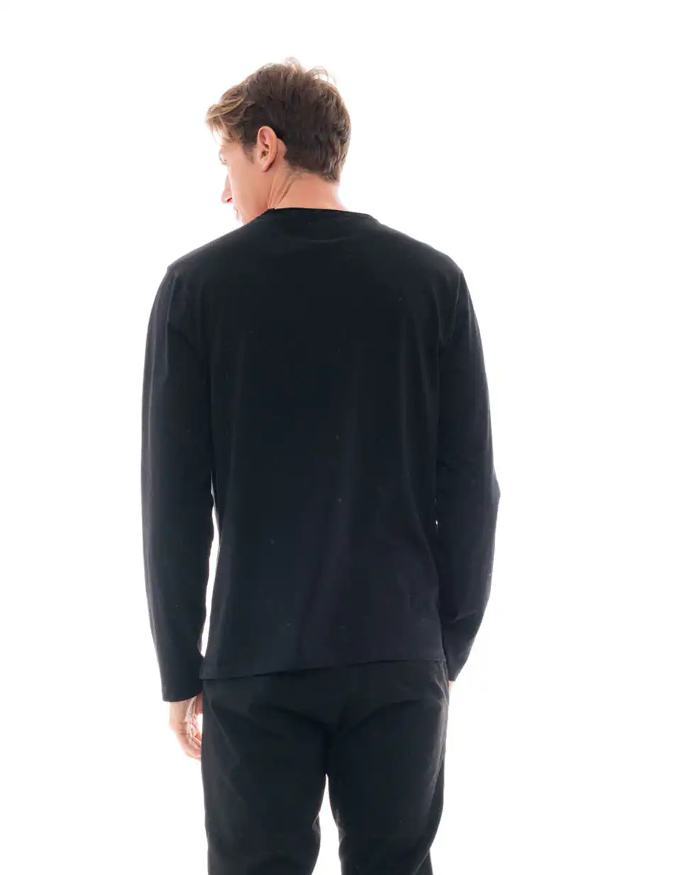 Smart fashion ανδρική μπλούζα με μακρύ μανίκι και τύπωμα 48-206-048 BLACK