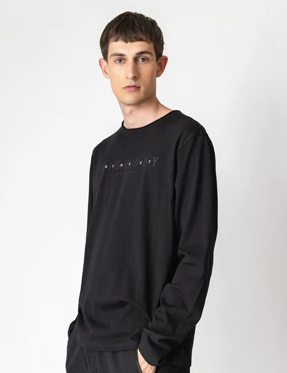 Smart fashion ανδρική μπλούζα με μακρύ μανίκι και τύπωμα 48-206-048 BLACK