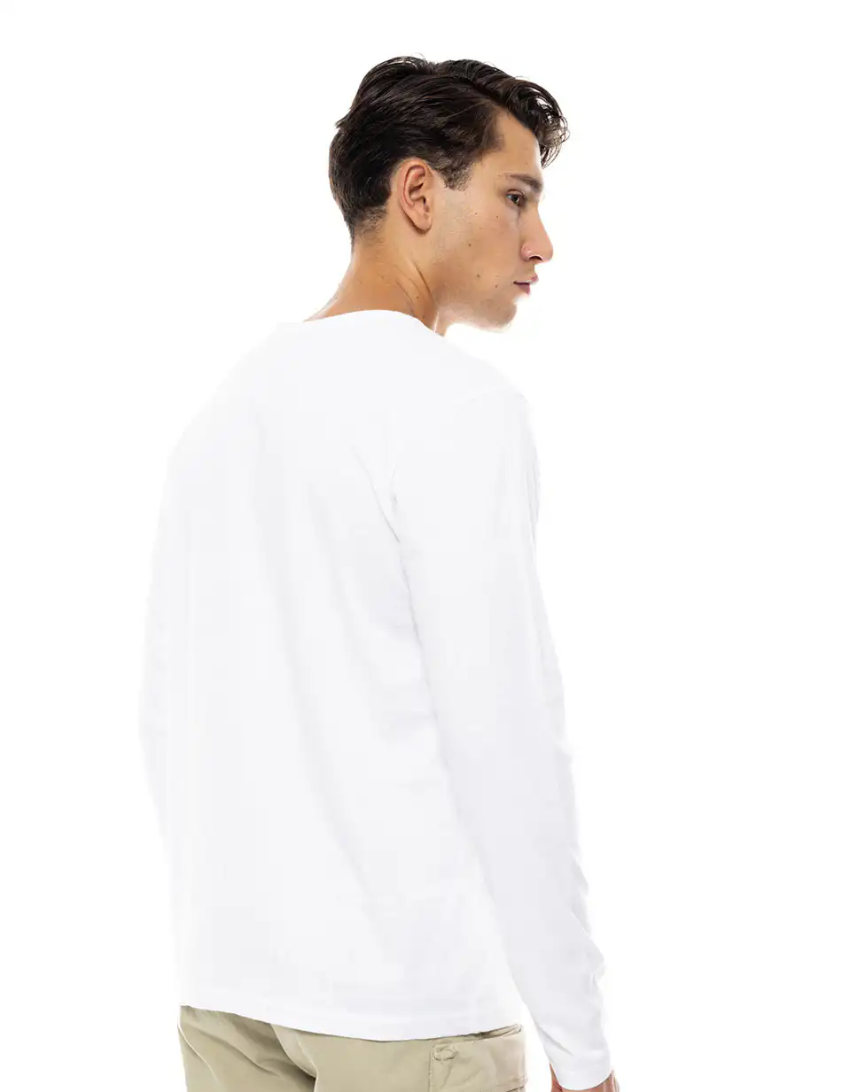 Smart fashion ανδρική μπλούζα με μακρύ μανίκι και τύπωμα 48-206-049 WHITE