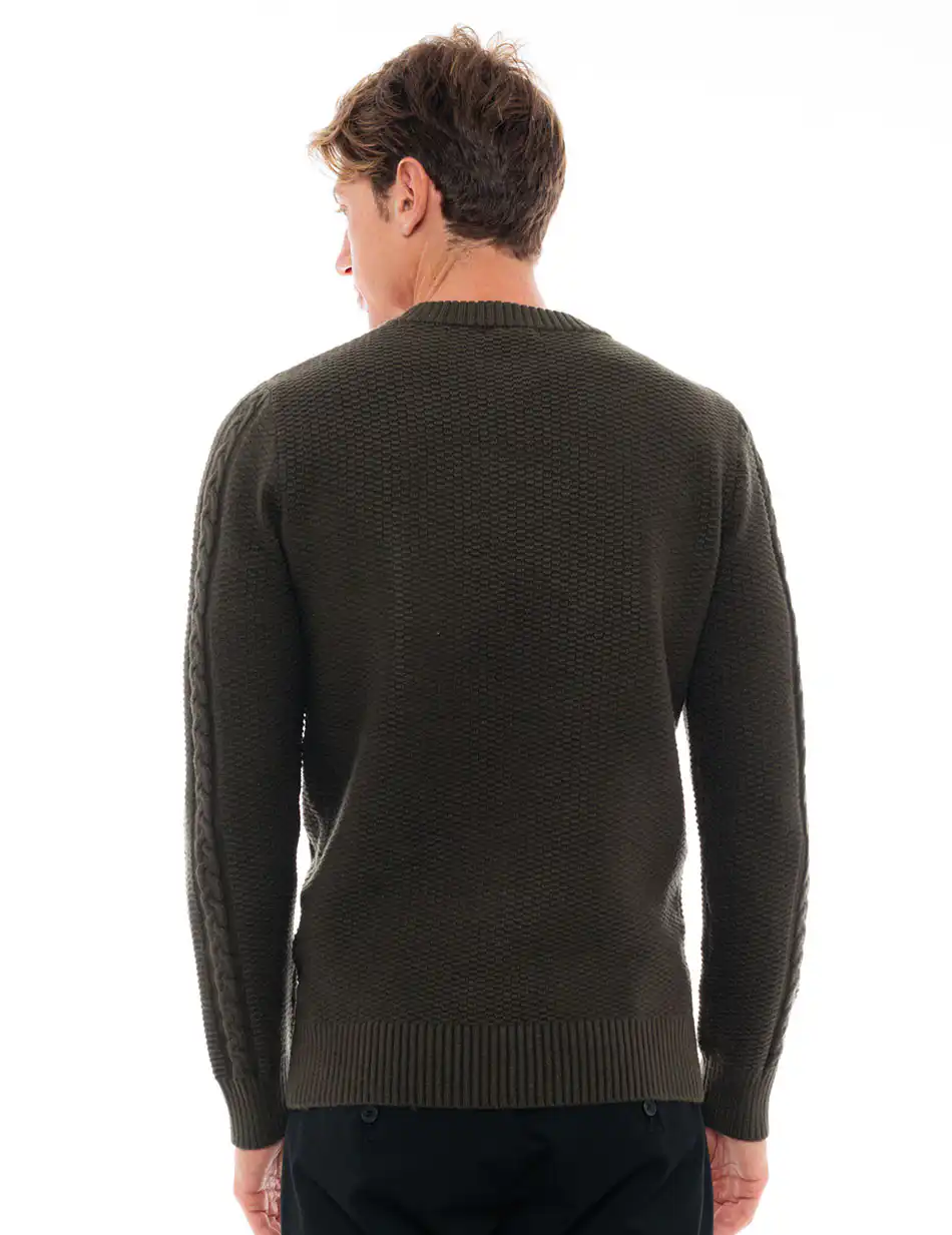 Biston fashion ανδρική πλεκτή μπλούζα με στρογγυλό λαιμό 48-206-050 KHAKI