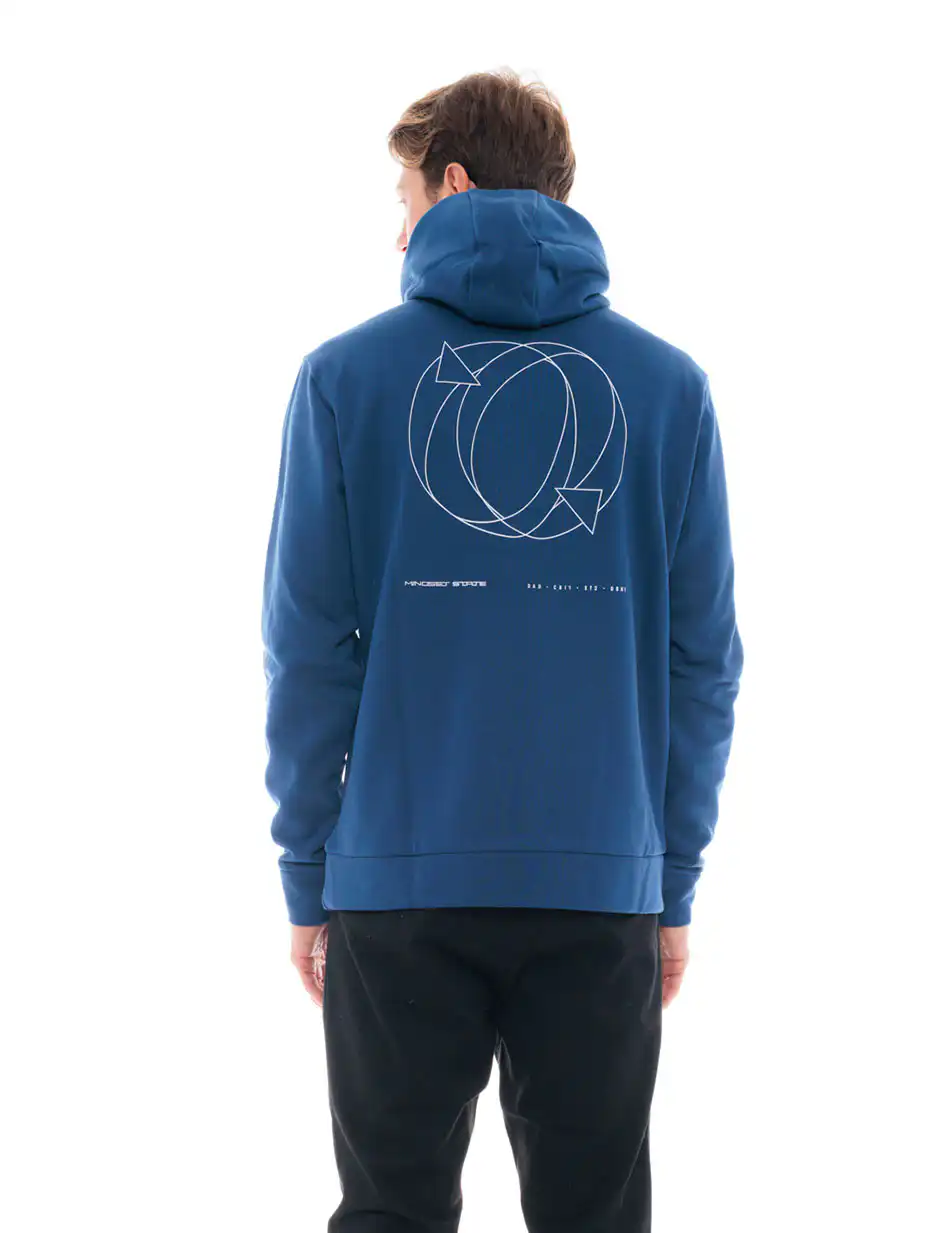 Biston fashion ανδρική φούτερ μπλούζα με κουκούλα και τύπωμα 48-206-056 INDIGO