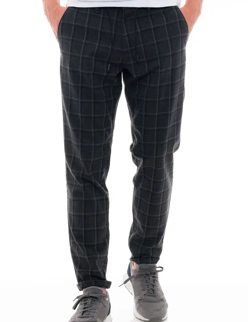 Splendid fashion ανδρικό παντελόνι chinos 48-241-006 BLACK CHECK