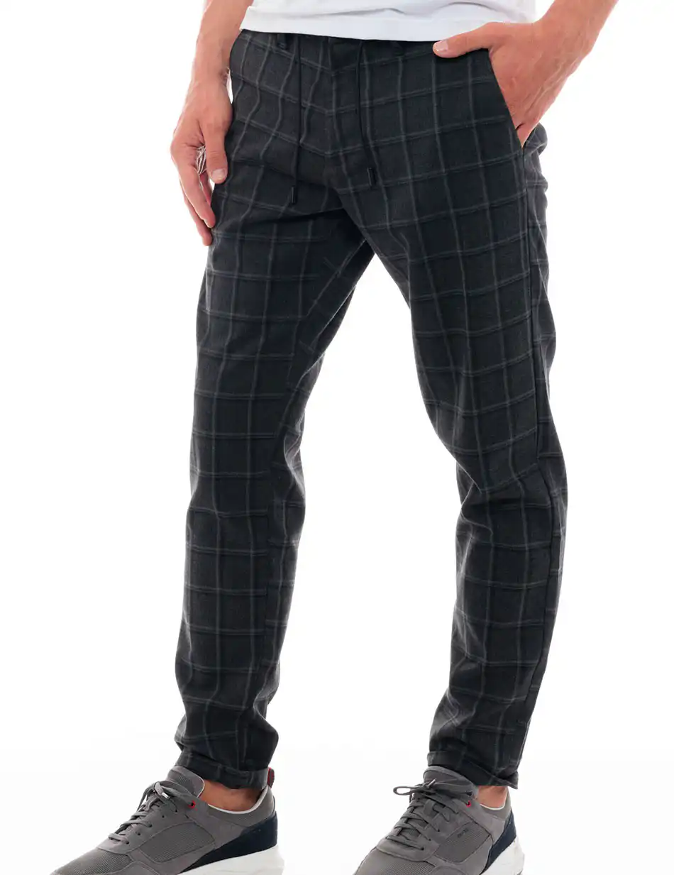 Splendid fashion ανδρικό παντελόνι chinos 48-241-006 BLACK CHECK