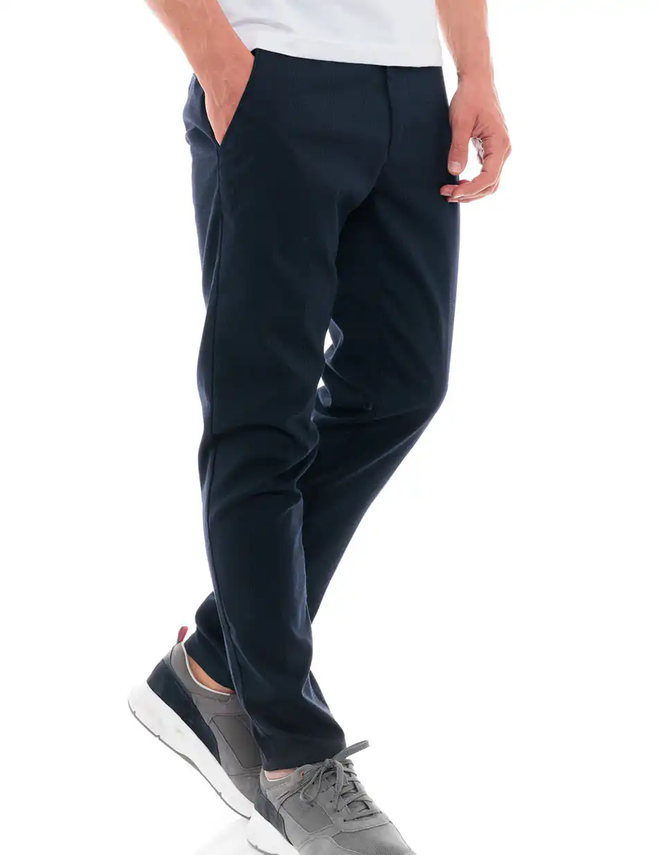 Biston fashion ανδρικό παντελόνι chinos 48-241-010 NAVY CHECK