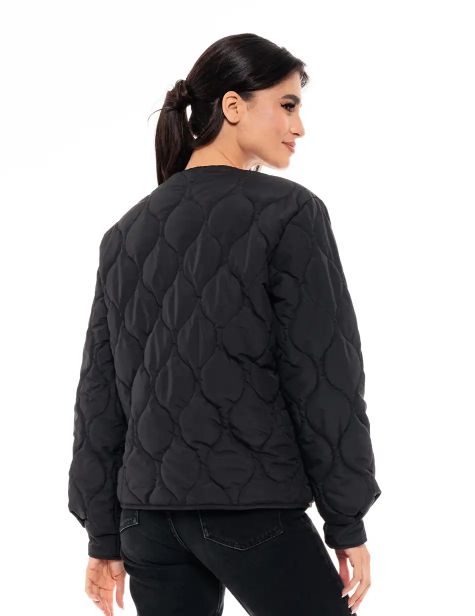 Biston fashion γυναικείο μπουφάν χωρίς γιακά 49-101-001 BLACK