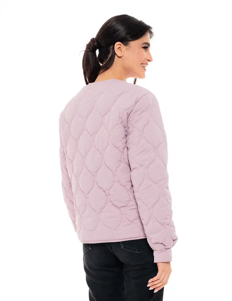 Biston fashion γυναικείο μπουφάν χωρίς γιακά 49-101-001 PINK
