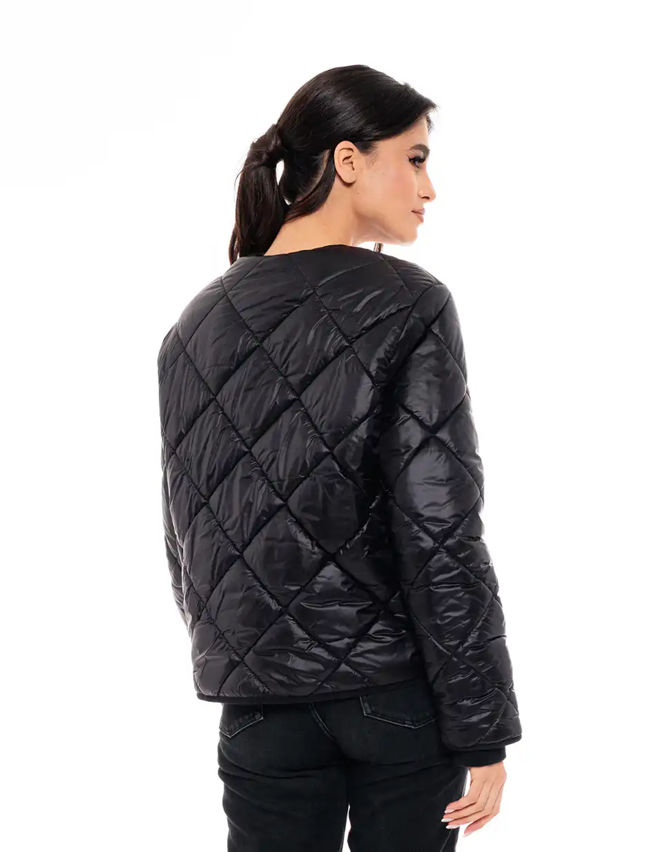 Biston fashion γυναικείο κοντό μπουφάν χωρίς γιακά 49-101-002 BLACK