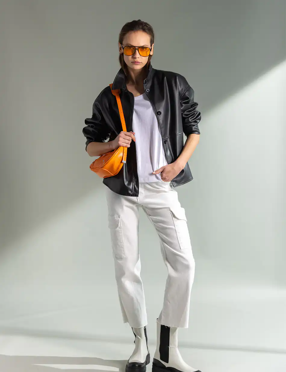 Splendid fashion γυναικείο πανωφόρι από δερματίνη 49-101-008 BLACK