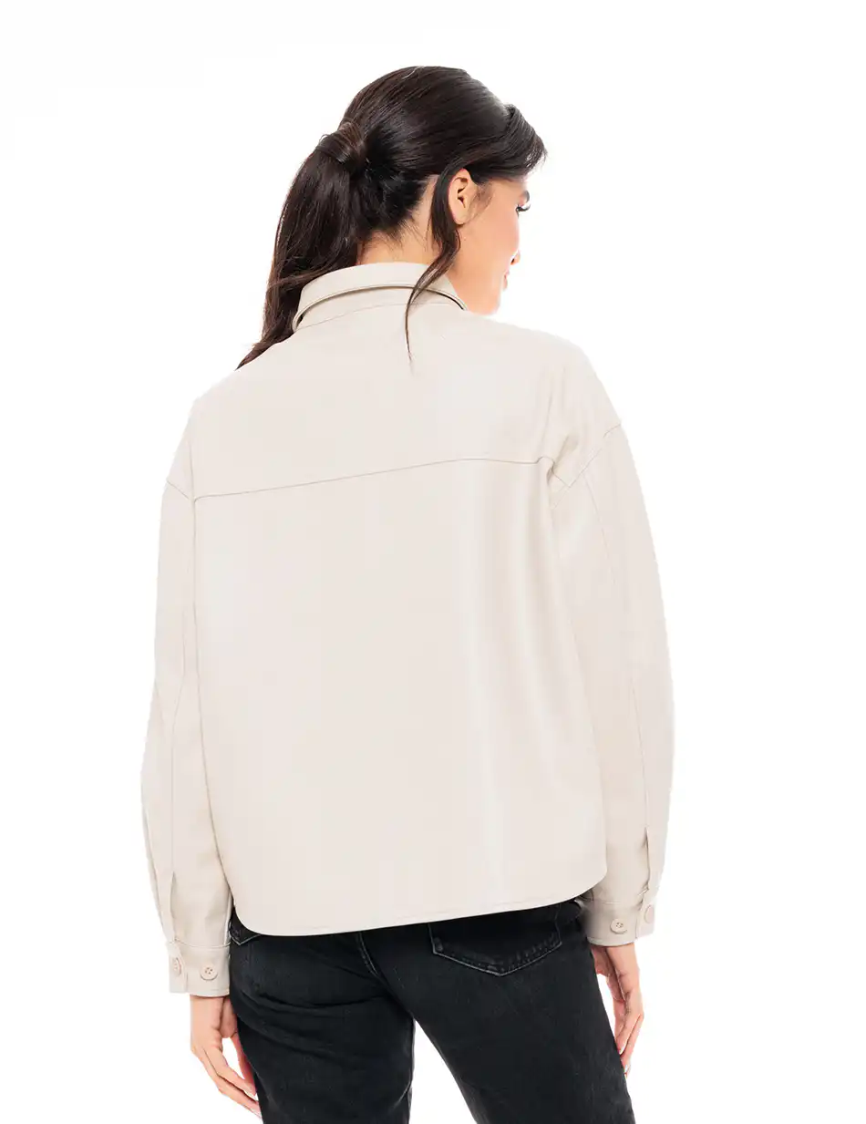 Splendid fashion γυναικείο πανωφόρι από δερματίνη 49-101-008 SAND