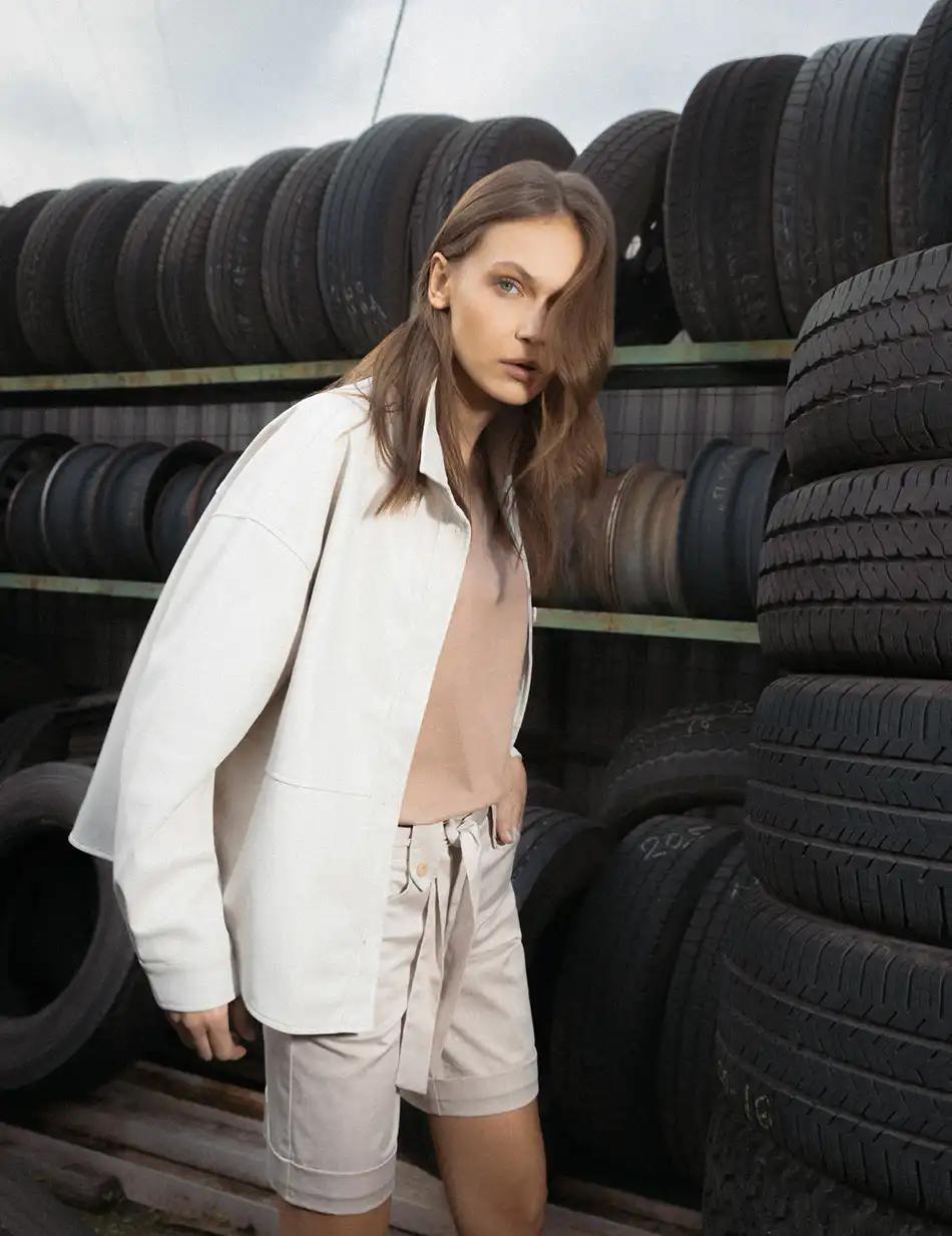 Splendid fashion γυναικείο πανωφόρι από δερματίνη 49-101-008 SAND