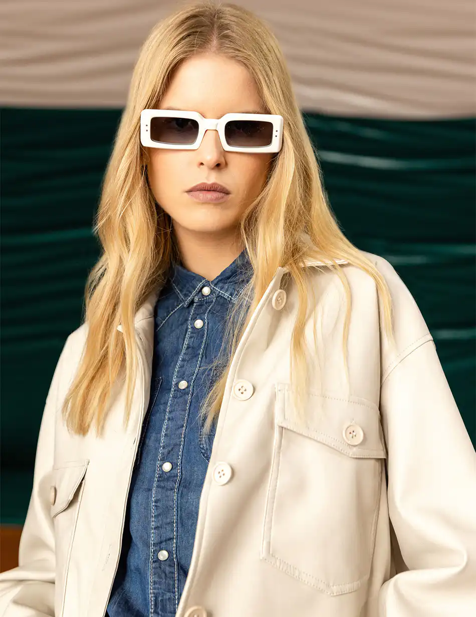 Biston fashion γυναικείο πανωφόρι από συνθετική δερματίνη 49-101-009 SAND