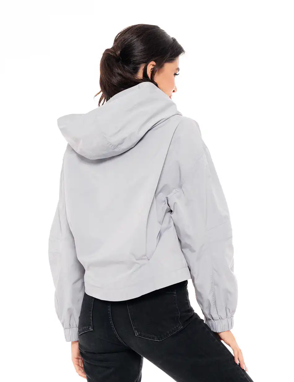 Biston fashion γυναικείο πανωφόρι με κουκούλα 49-101-017 LT GREY