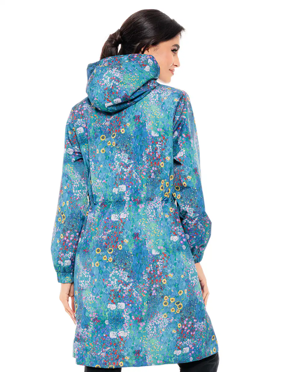 Biston fashion γυναικείο πανωφόρι με κουκούλα 49-101-018 BLUE ALLOVER