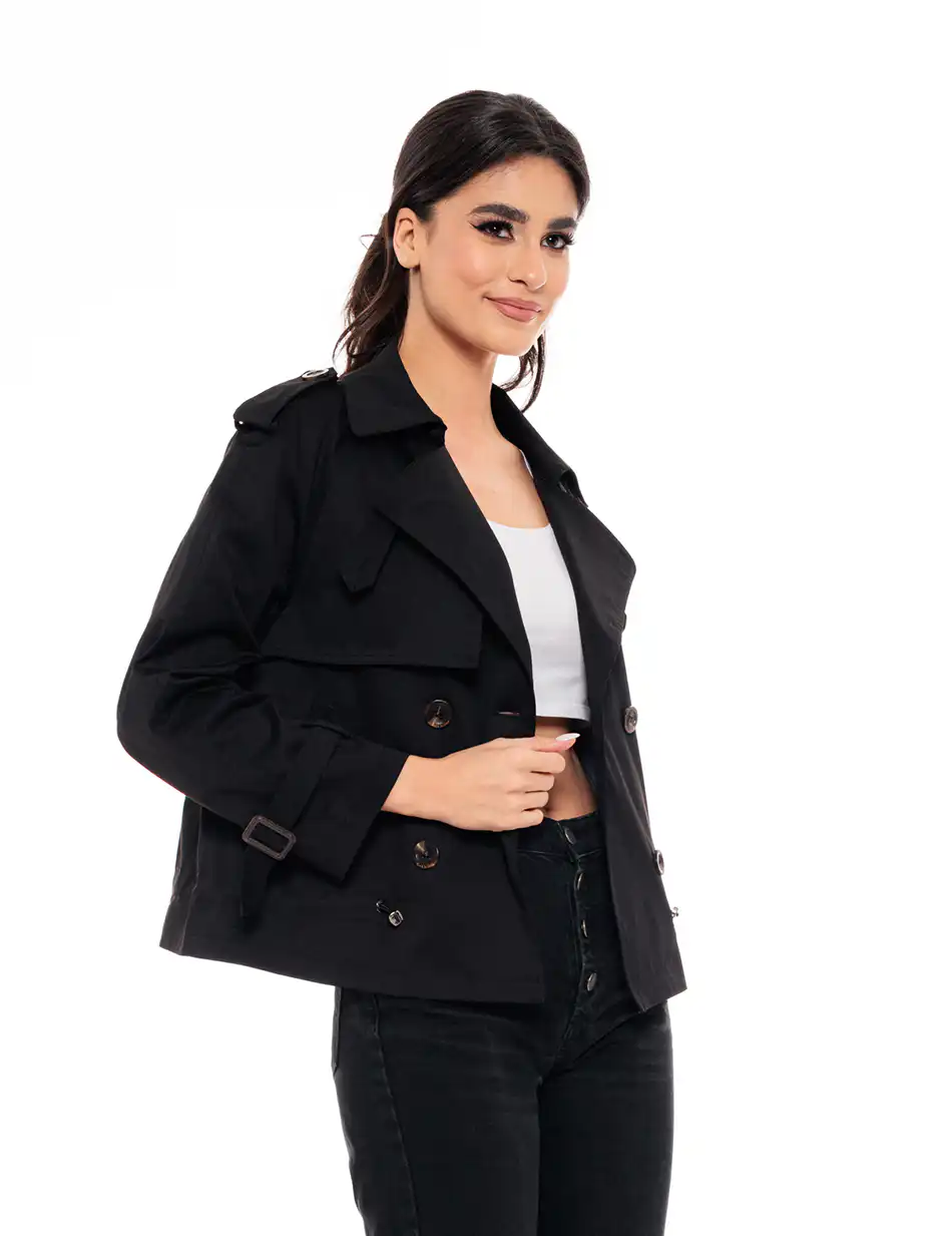 Biston fashion γυναικείο πανωφόρι με γιακά 49-101-023 BLACK