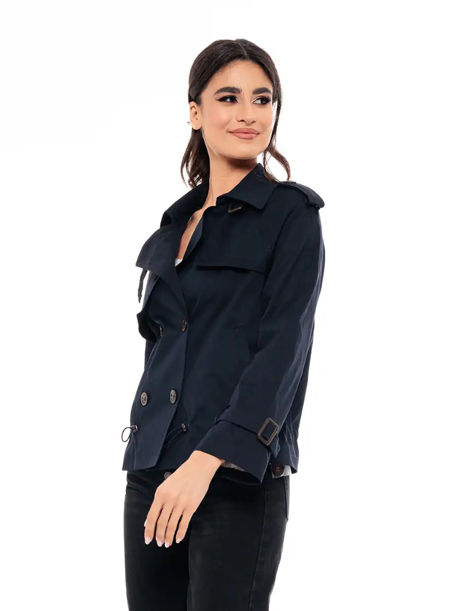 Biston fashion γυναικείο πανωφόρι με γιακά 49-101-023 NAVY