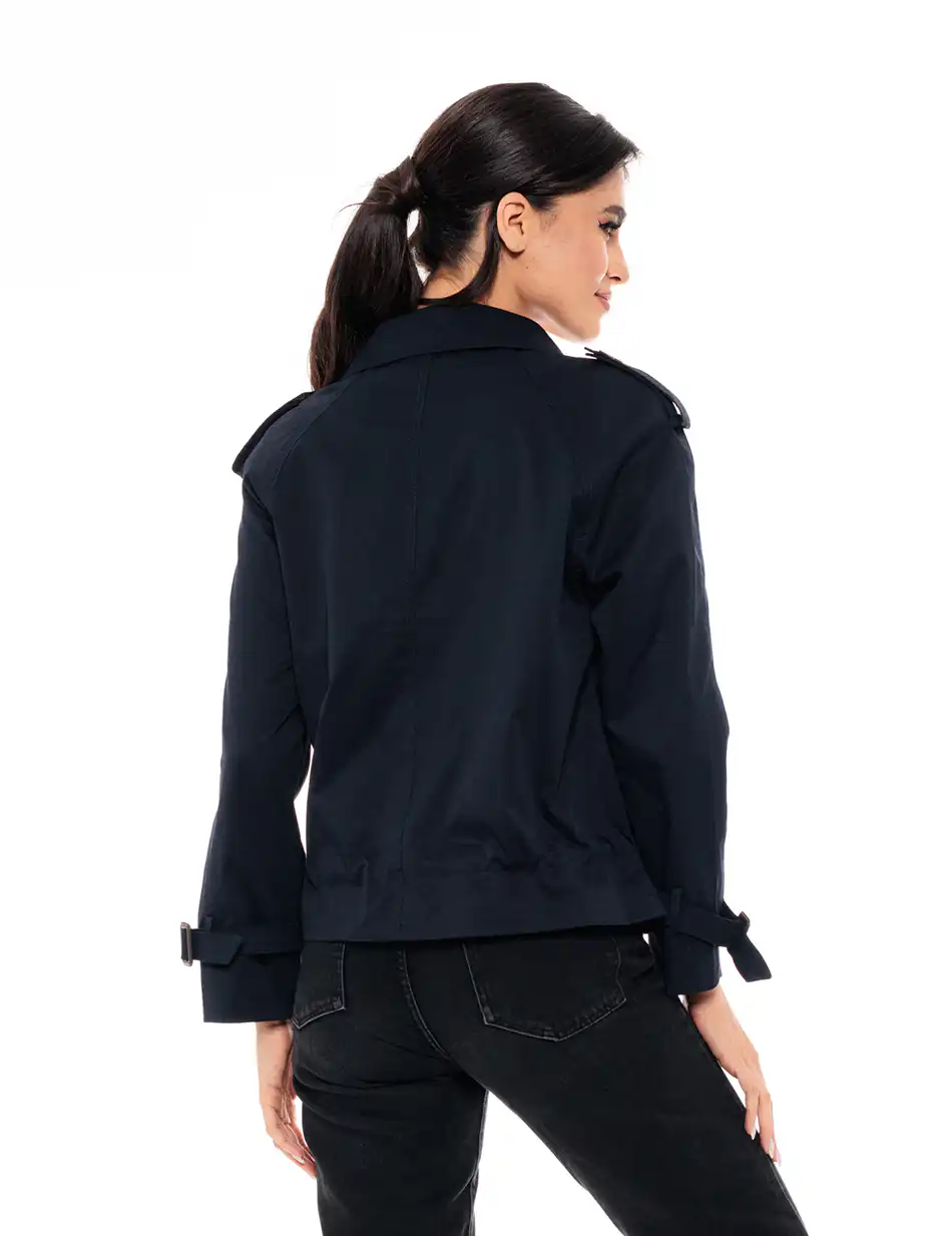 Biston fashion γυναικείο πανωφόρι με γιακά 49-101-023 NAVY