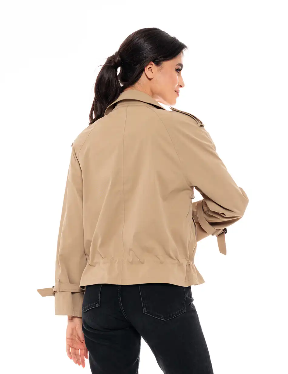 Biston fashion γυναικείο πανωφόρι με γιακά 49-101-023 DK BEIGE