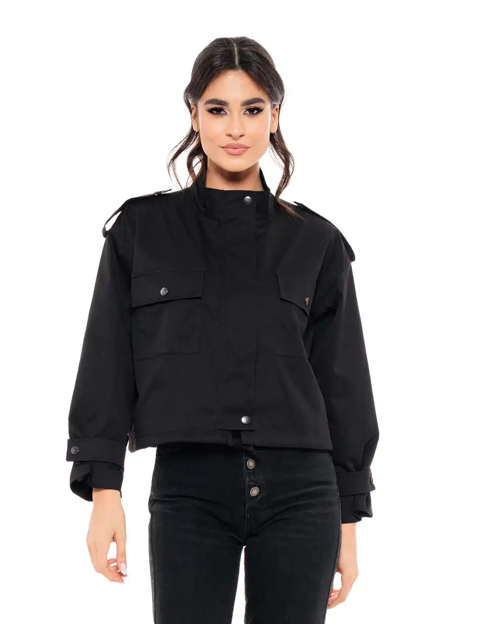 Splendid fashion γυναικείο μπουφάν με γιακά 49-101-024 BLACK