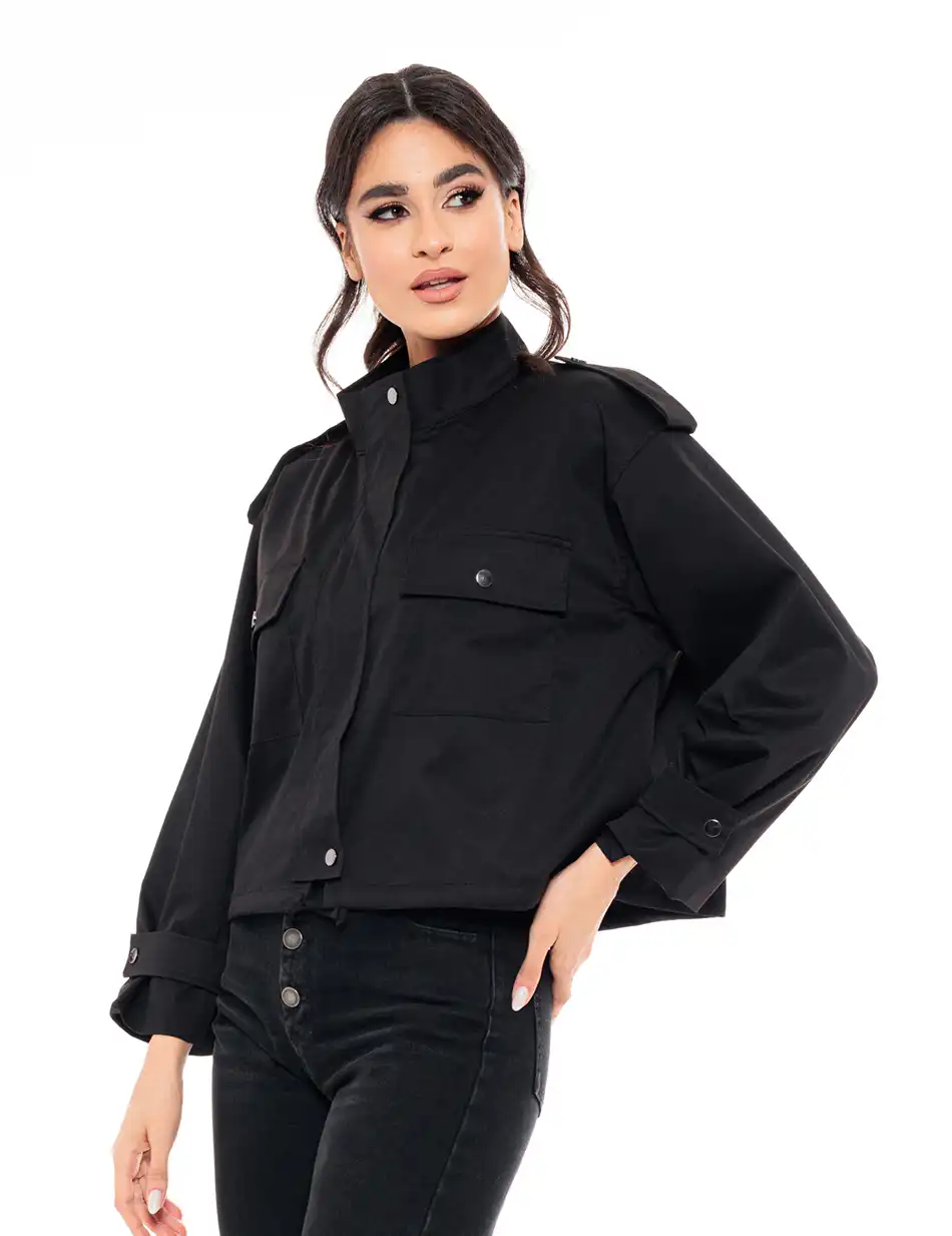 Splendid fashion γυναικείο μπουφάν με γιακά 49-101-024 BLACK