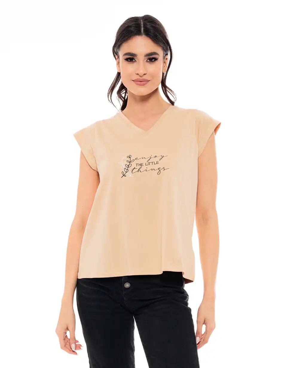 Biston fashion γυναικείο top 49-106-023 BEIGE
