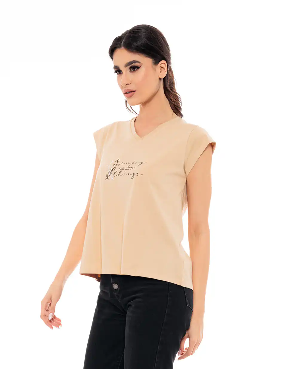 Biston fashion γυναικείο top 49-106-023 BEIGE