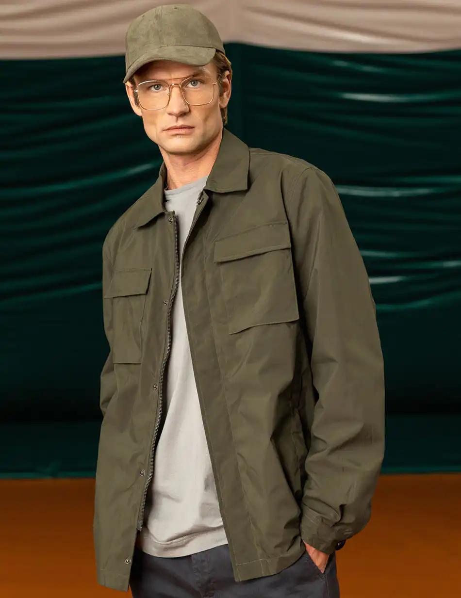 Biston fashion ανδρικό πανωφόρι τύπου sacket 49-201-003 DK GREEN