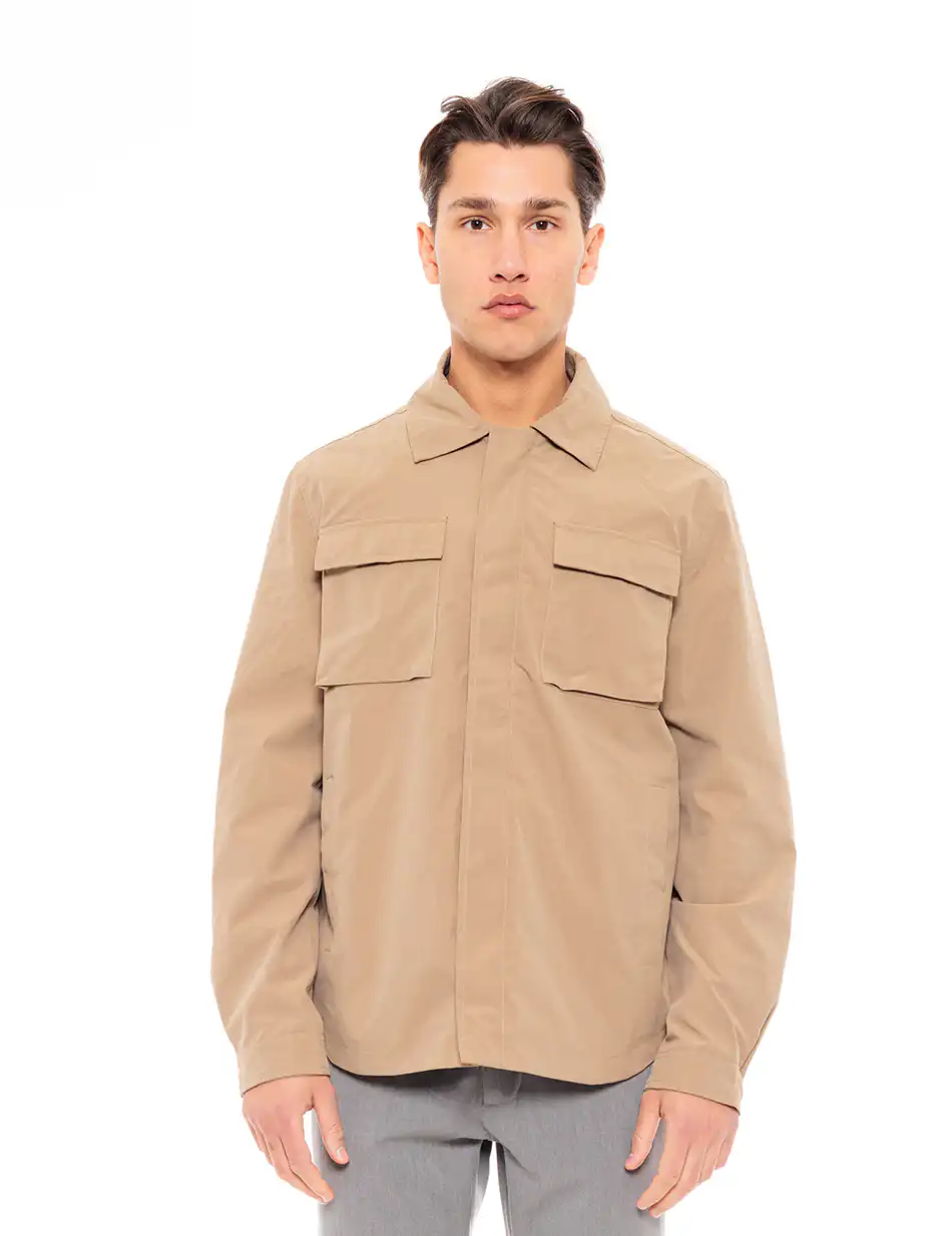 Biston fashion ανδρικό πανωφόρι τύπου sacket 49-201-003 BEIGE