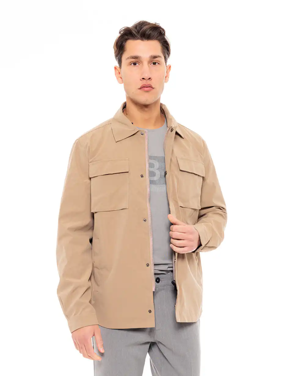 Biston fashion ανδρικό πανωφόρι τύπου sacket 49-201-003 BEIGE