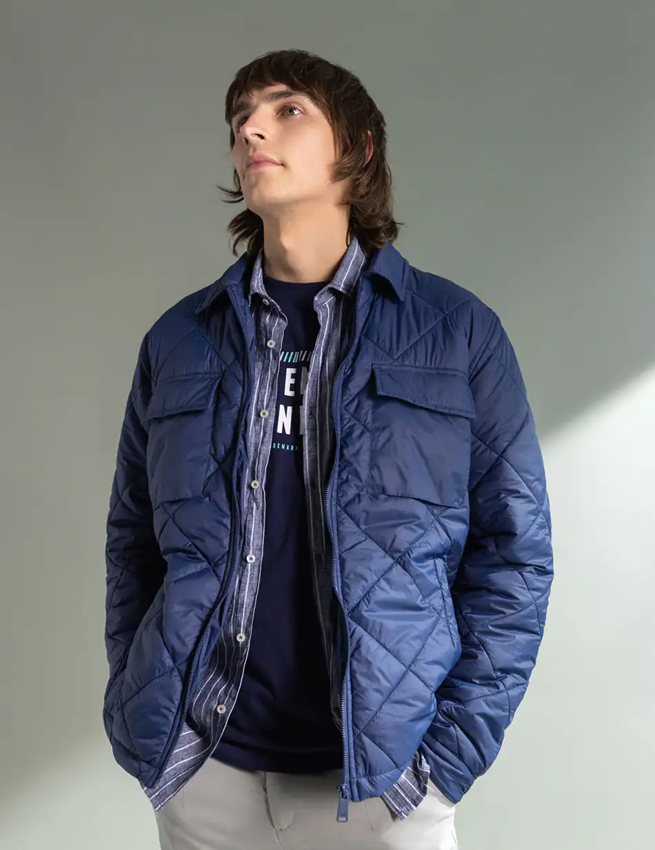 Splendid fashion ανδρικό πανωφόρι τύπου sacket 49-201-004 BLUE