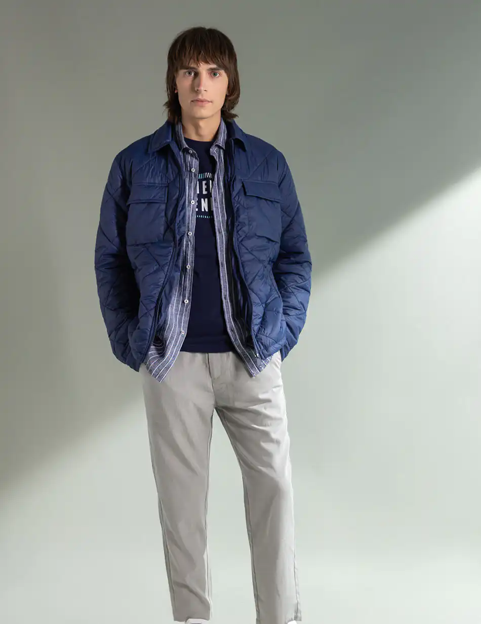 Splendid fashion ανδρικό πανωφόρι τύπου sacket 49-201-004 BLUE