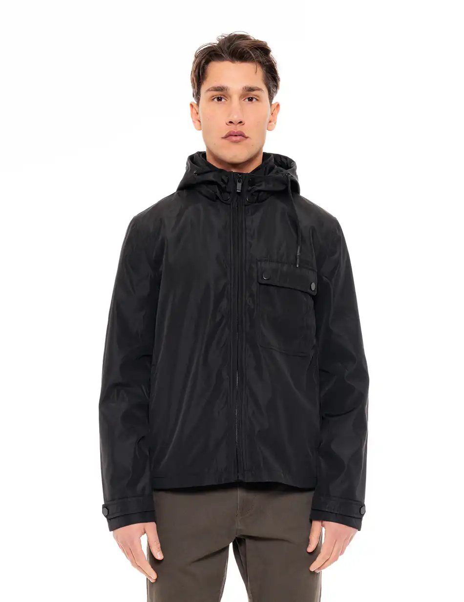 Splendid fashion ανδρικό πανωφόρι με κουκούλα 49-201-006 BLACK