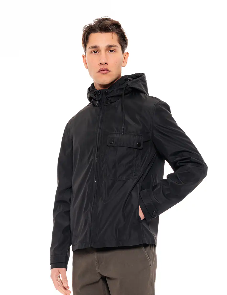 Splendid fashion ανδρικό πανωφόρι με κουκούλα 49-201-006 BLACK