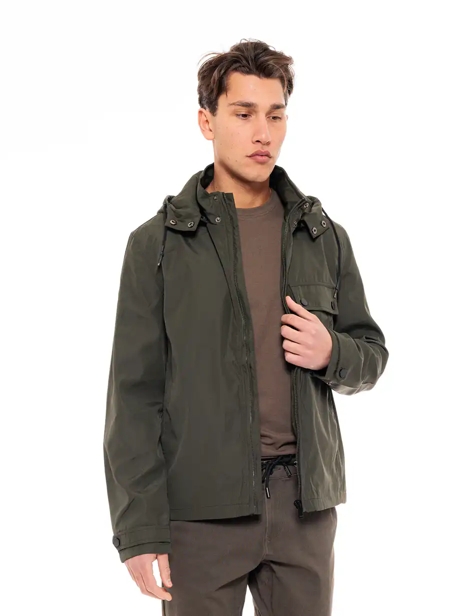 Splendid fashion ανδρικό πανωφόρι με κουκούλα 49-201-006 DK GREEN