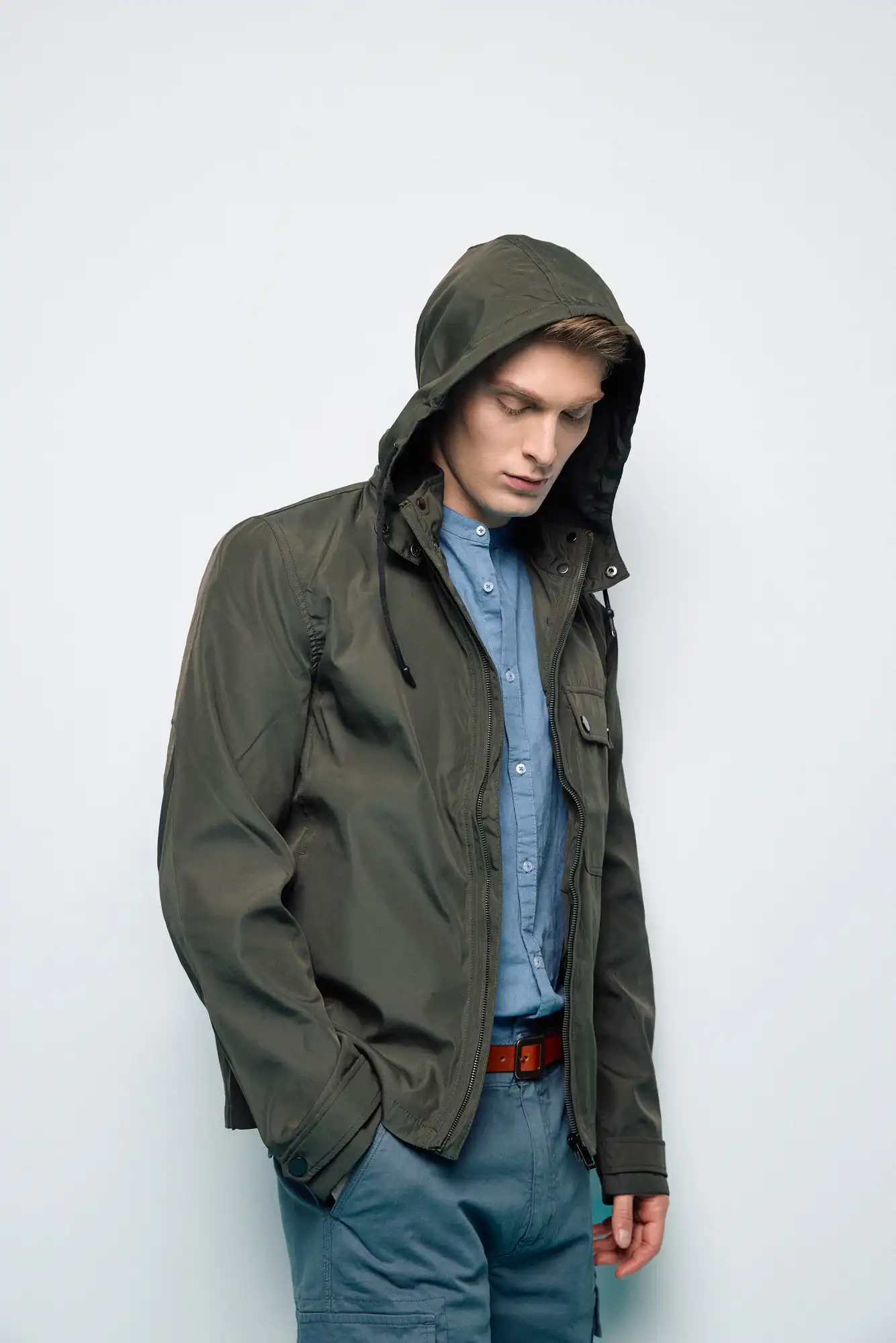 Splendid fashion ανδρικό πανωφόρι με κουκούλα 49-201-006 DK GREEN