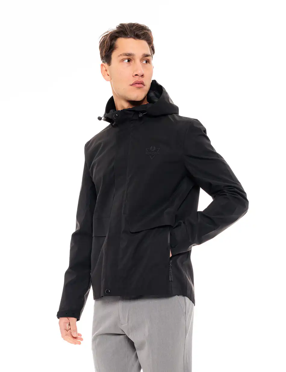 Biston fashion ανδρικό πανωφόρι με κουκούλα 49-201-017 BLACK