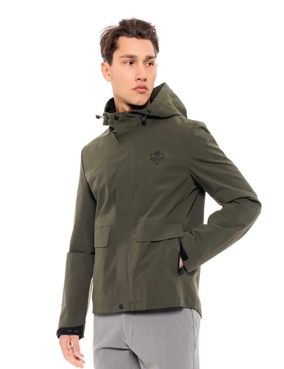 Biston fashion ανδρικό πανωφόρι με κουκούλα 49-201-017 OLIVE