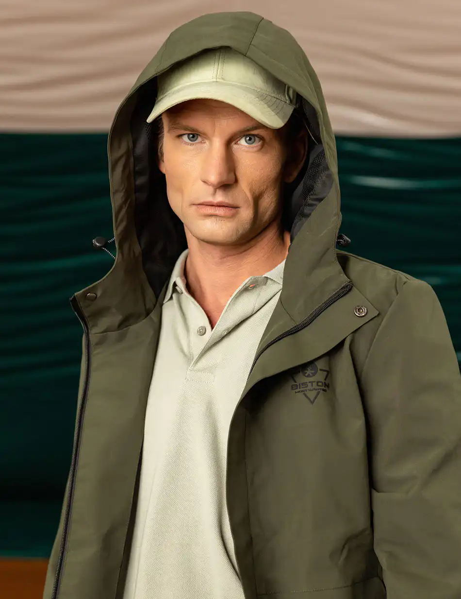 Biston fashion ανδρικό πανωφόρι με κουκούλα 49-201-017 OLIVE