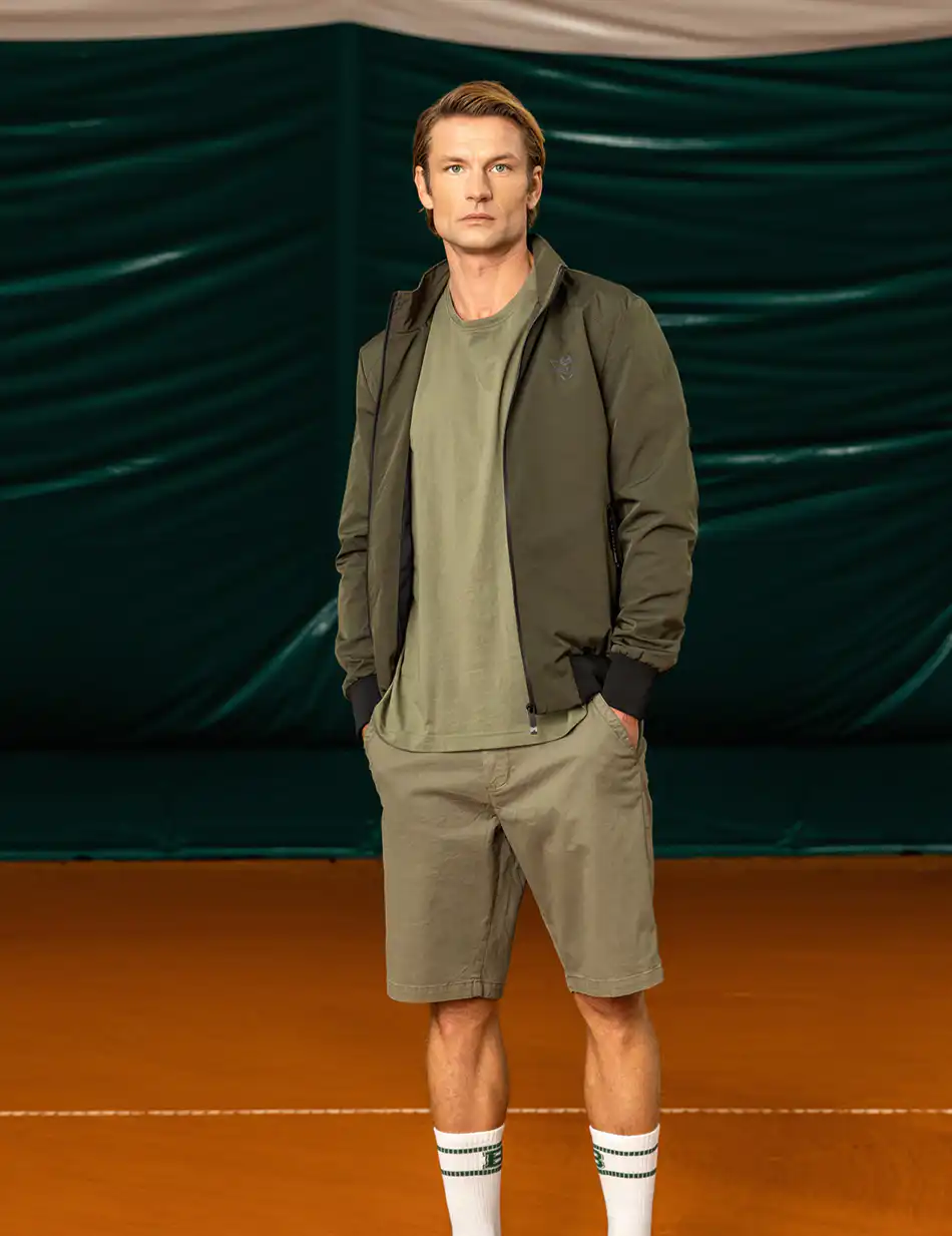 Biston fashion ανδρικό πανωφόρι με γιακά 49-201-019 OLIVE