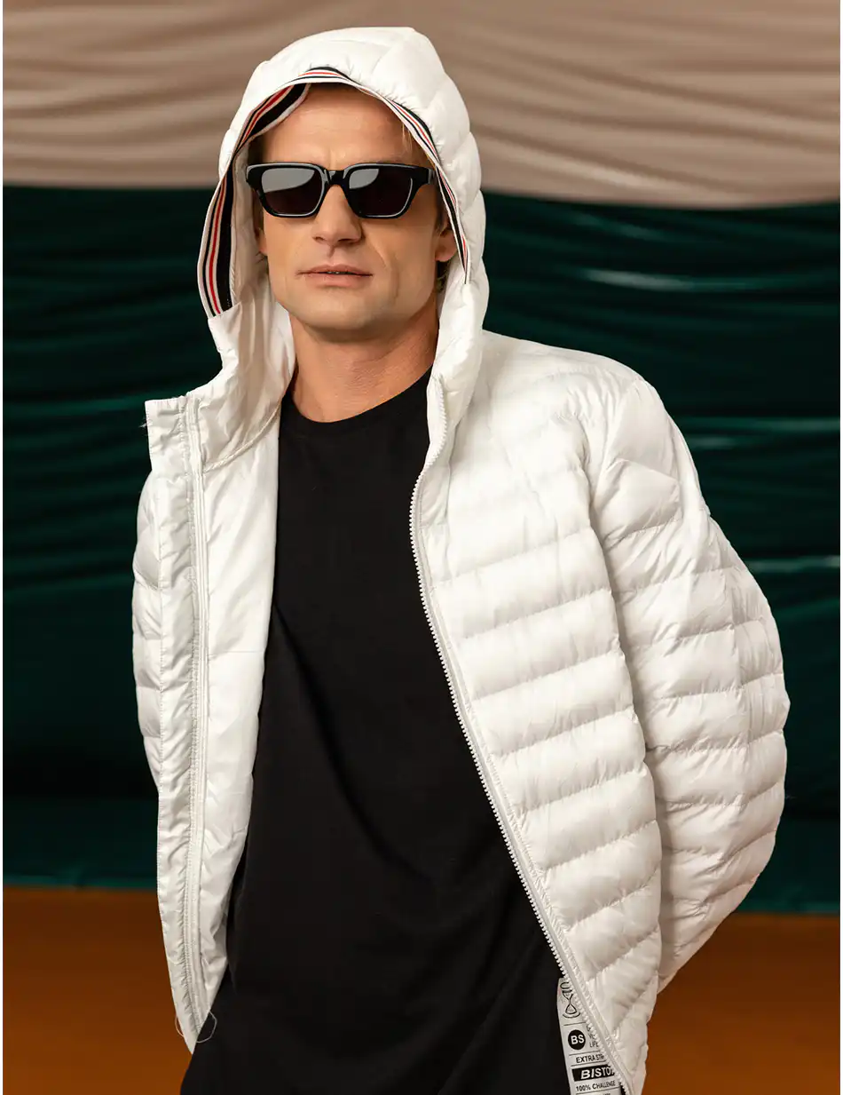 Biston fashion ανδρικό μπουφάν με κουκούλα 49-201-022 WHITE