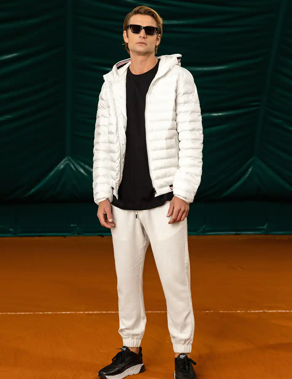 Biston fashion ανδρικό μπουφάν με κουκούλα 49-201-022 WHITE