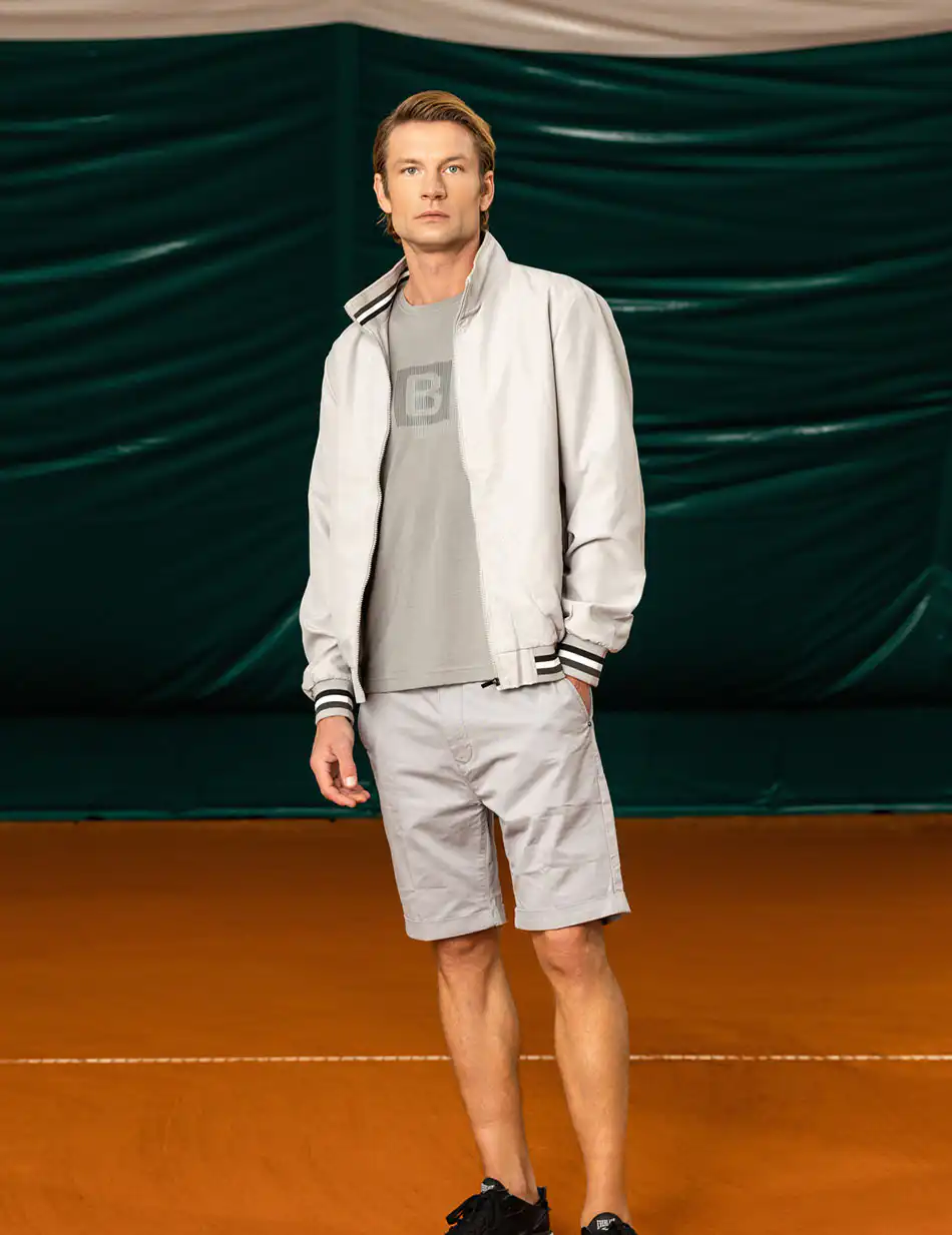 Biston fashion ανδρικό πανωφόρι με γιακά 49-201-044 LT GREY