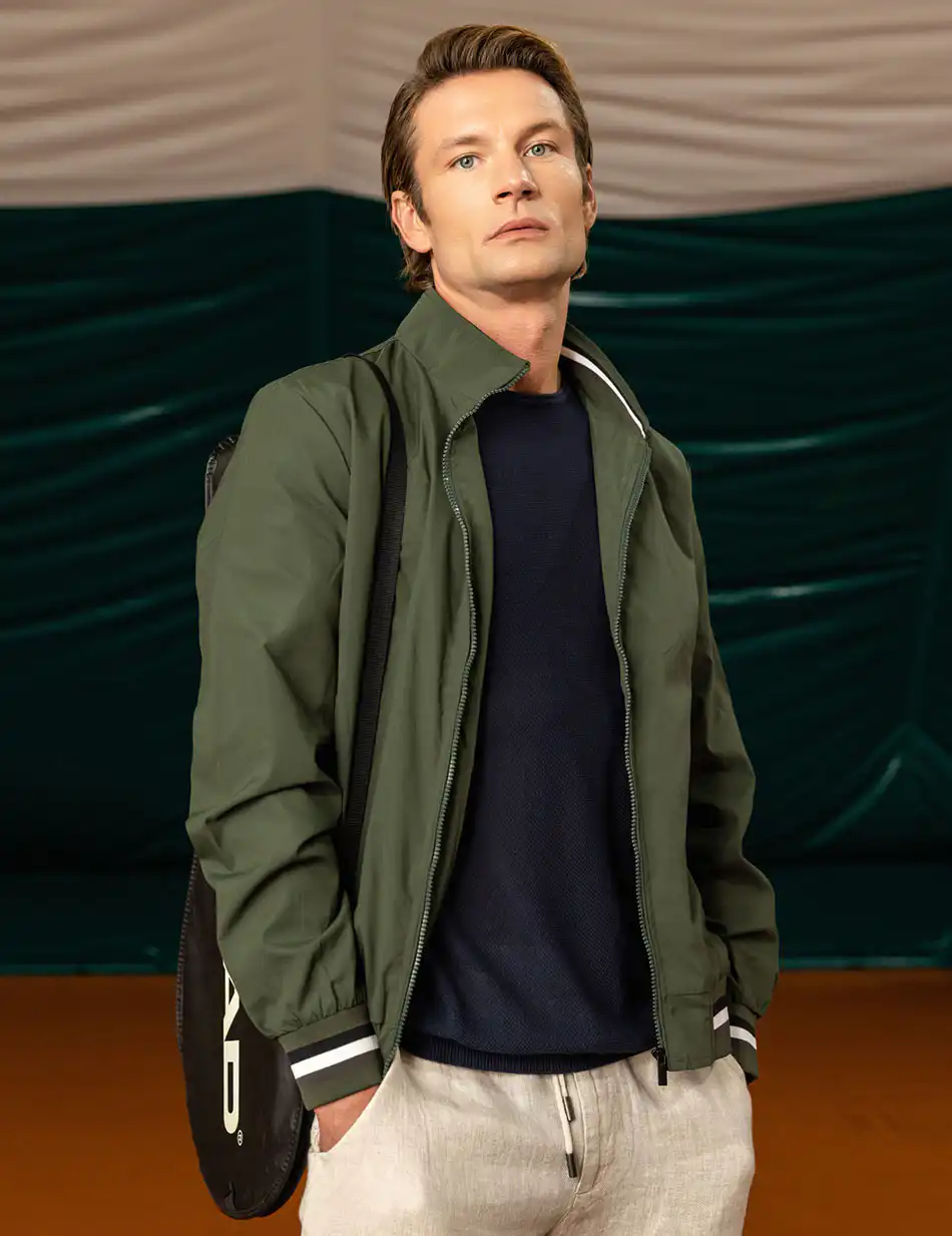 Biston fashion ανδρικό πανωφόρι με γιακά 49-201-044 DK GREEN