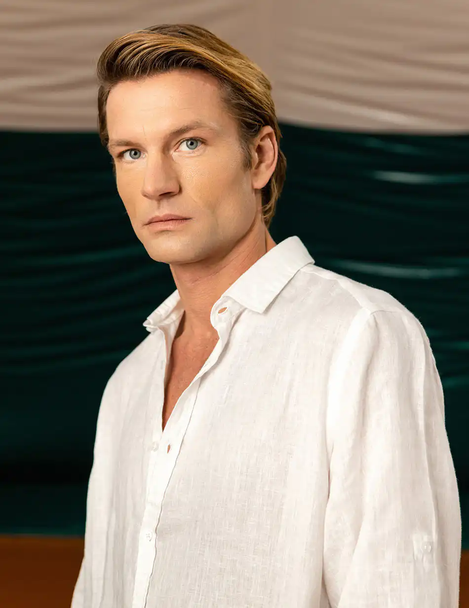 Smart fashion ανδρικό λινό πουκάμισο 49-203-003 WHITE