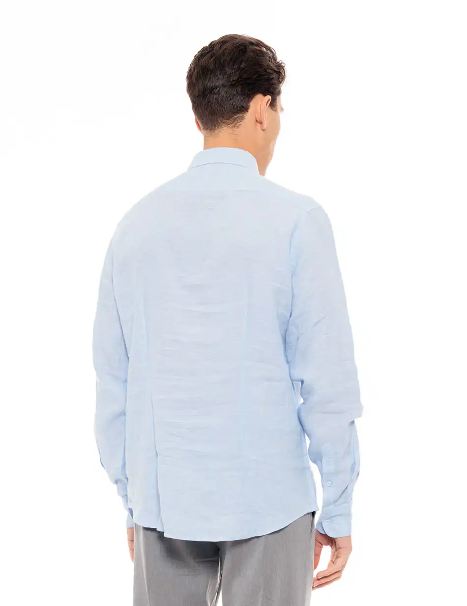 Smart fashion ανδρικό λινό πουκάμισο 49-203-003 SKY BLUE