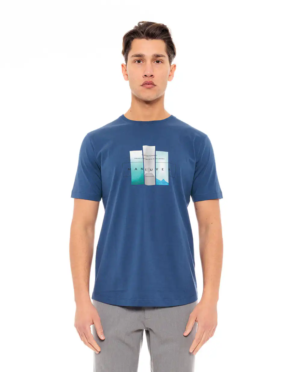 Biston fashion ανδρικό t-shirt 49-206-010 INDIGO