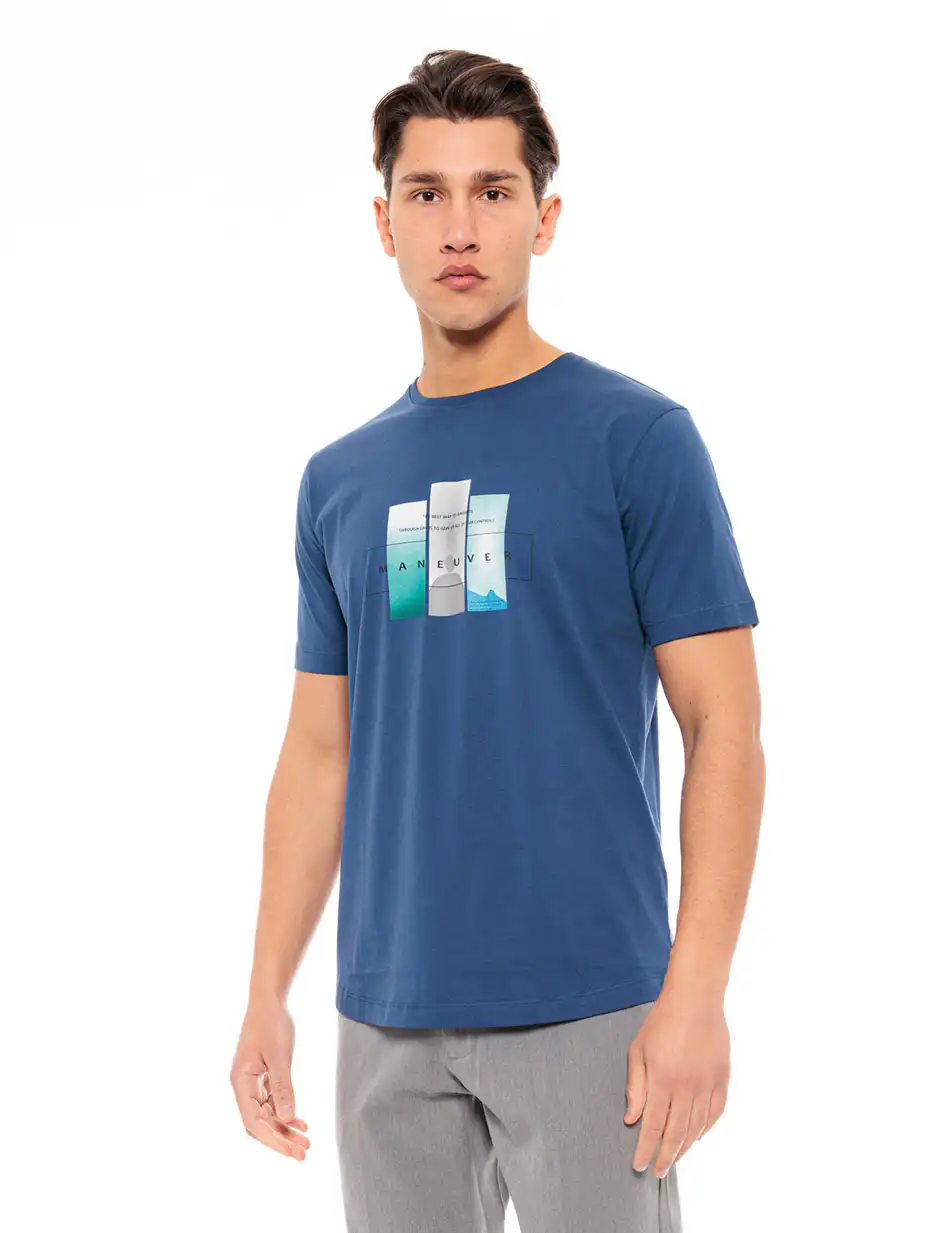 Biston fashion ανδρικό t-shirt 49-206-010 INDIGO