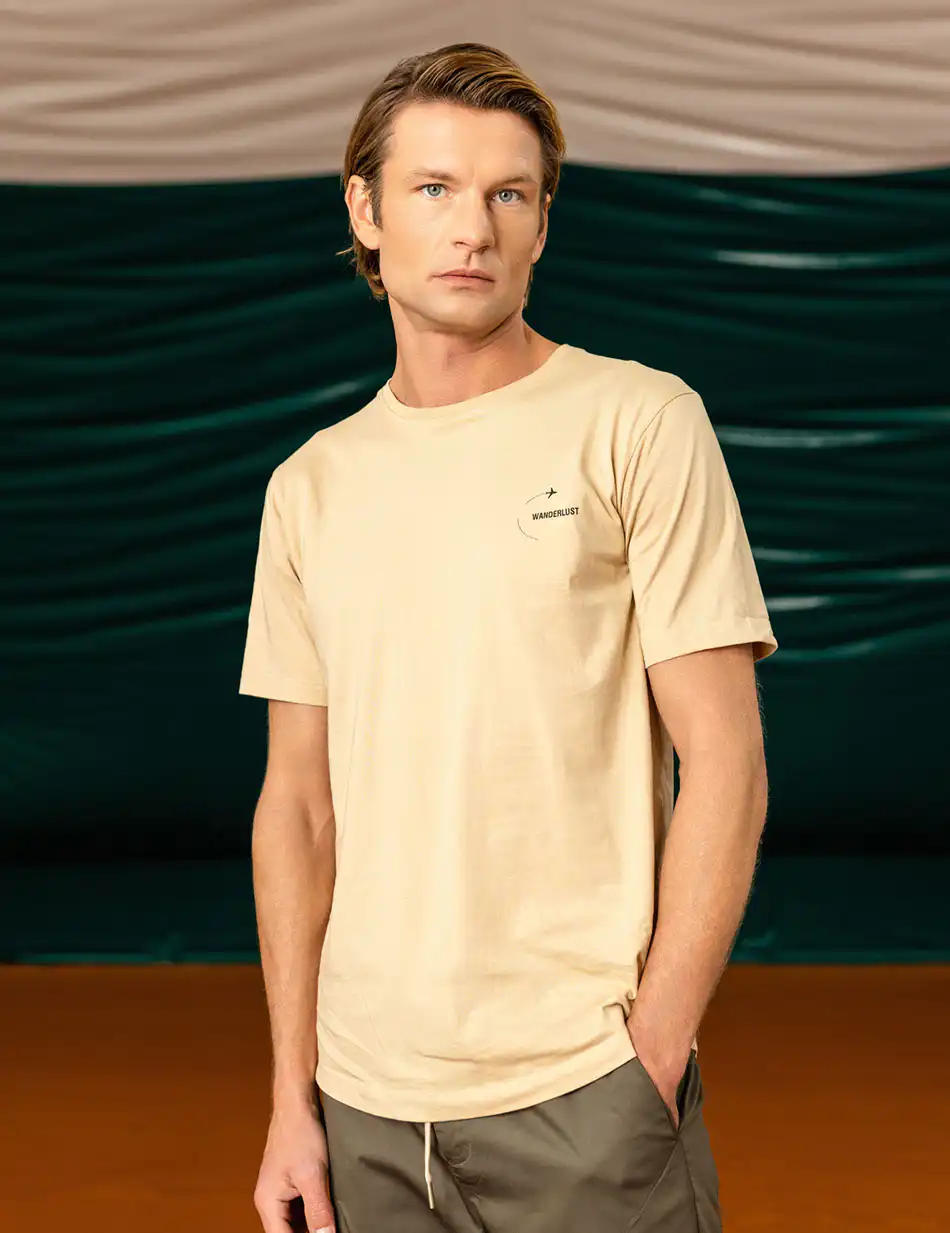 Biston fashion ανδρικό t-shirt 49-206-028 BEIGE