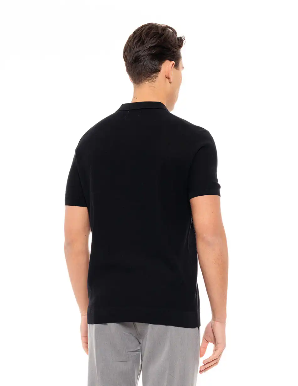 Smart fashion ανδρικό πλεκτό polo 49-206-075 BLACK